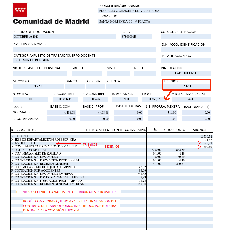 EJEMPLO DE LOGROS DE USIT-EP EN LA NÓMINA
